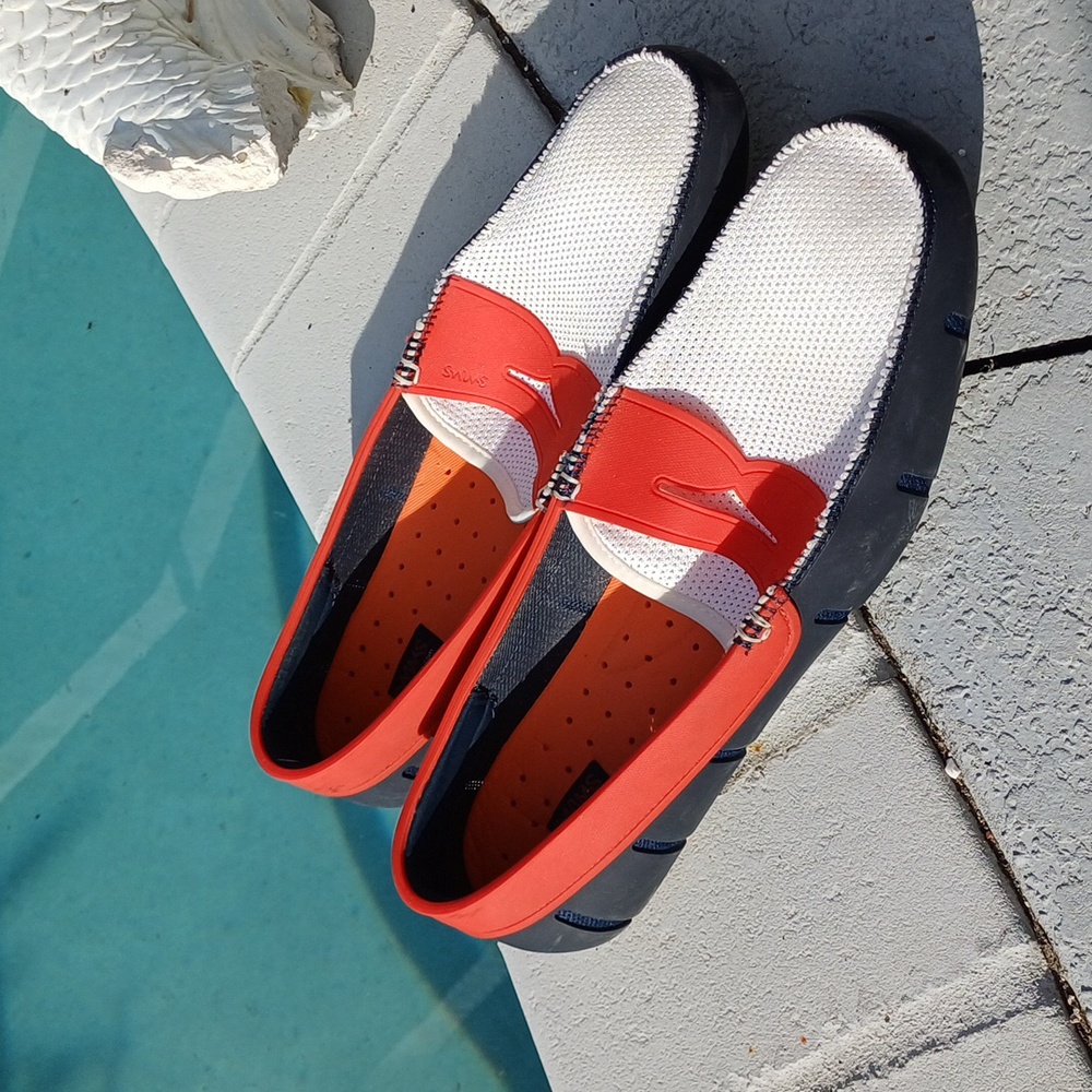 Swims Men's White, Red & Navy Slip-On Boat Shoes